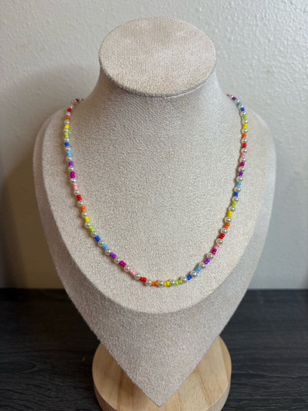 Handmade Pearl/Colorful Seed Bead Necklace